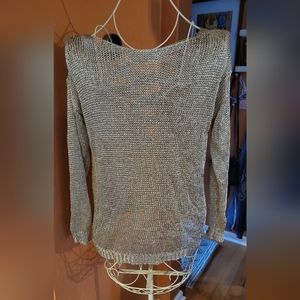 Gold sweater with open crisscross back